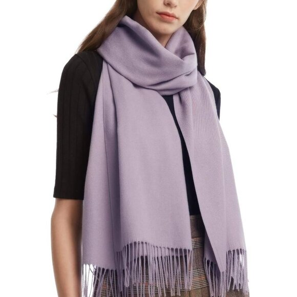 Accessories - Women's Dark Lavender Pashmina Shawl Soft Warm Fashion Blanket Imported Scarves